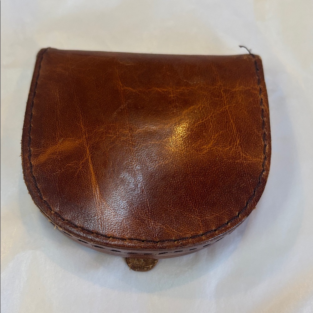 Vintage Brown Leather Coin Pouch- made in England - Picture 2 of 4
